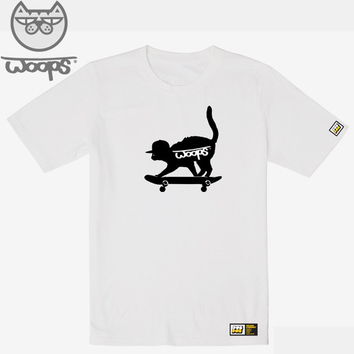 [돌돌] WOOPS-T-70 웁스 고양이 스케이트보드 캐릭터 티셔츠 