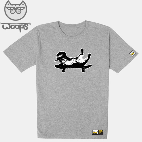 [돌돌] WOOPS-T-78 웁스 고양이 스케이트보드 캐릭터 티셔츠 