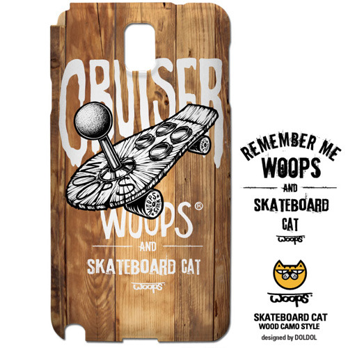 [그래피커] WOOPS_case_06 스케이트보드 타는 고양이 웁스 캐릭터 휴대폰 케이스
