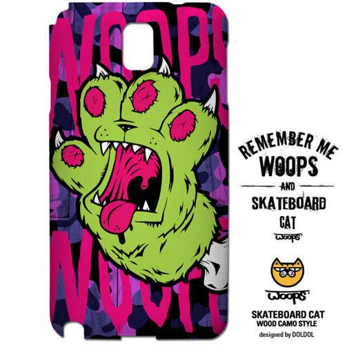 [그래피커] WOOPS_case_08 스케이트보드 타는 고양이 웁스 캐릭터 휴대폰 케이스