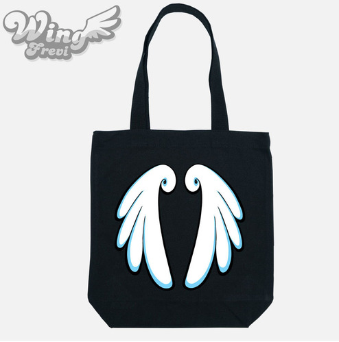 [돌돌] wing-frevi-canvas-bag-01 블랙 몽키 천사 프레비 캐릭터 디자인 캔버스백 가방 