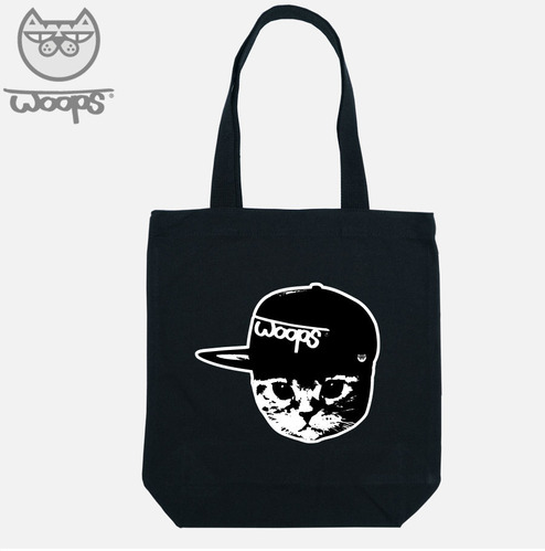 [돌돌] WOOPS-canvas-bag-01 스케이트보드 타는 고양이 웁스 캐릭터 디자인 캔버스백 가방 
