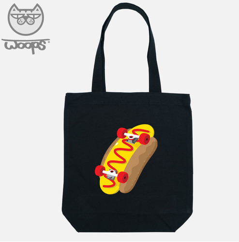 [돌돌] WOOPS-canvas-bag-08 스케이트보드 타는 고양이 웁스 캐릭터 디자인 캔버스백 가방 