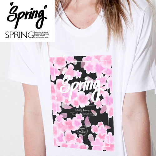 [돌돌] loving-flower_t_02 러빙플라워 봄 벚꽃 꽃 일러스트 그래픽 디자인 티셔츠