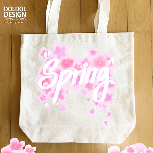 [돌돌] loving-flower_canvas-bag_01 러빙플라워 봄 벚꽃 꽃 일러스트 그래픽 디자인 캔버스백 가방