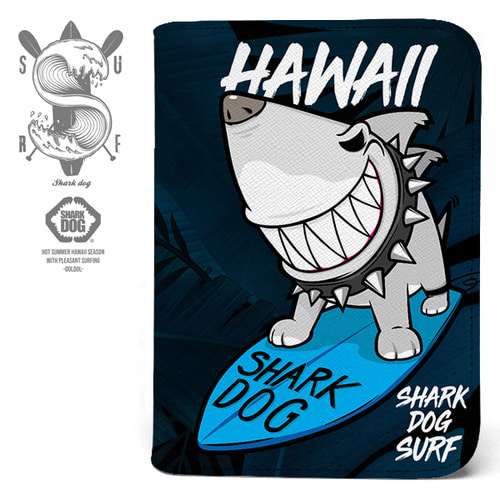 [돌돌] Shark dog-passport-wallets-19 상어 강아지 샤크독 서핑 하와이 캐릭터 그래픽 디자인 여행 여권 케이스 지갑 