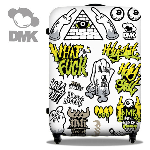 [돌돌] DMK-Suitcase-10  dmk 데빌몽키 캐릭터 그래픽 디자인 여행가방 캐리어 슈트케이스 하드케이스 캠핑 가방 캐릭터 방수 튜닝 스티커 스킨 데칼