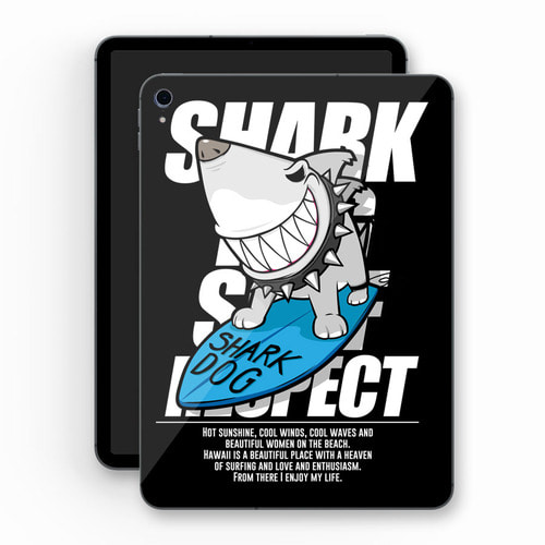 [돌돌] Sharkdog-TabletPC-18 샤크독 서핑 하와이 샤크독 캐릭터 그래픽 디자인 ipad pro 아이패드 프로 에어 미니 갤러시 탭 LG G 패드 튜닝 랩핑 보호 필름 스티커 스킨 데칼 그래피커
