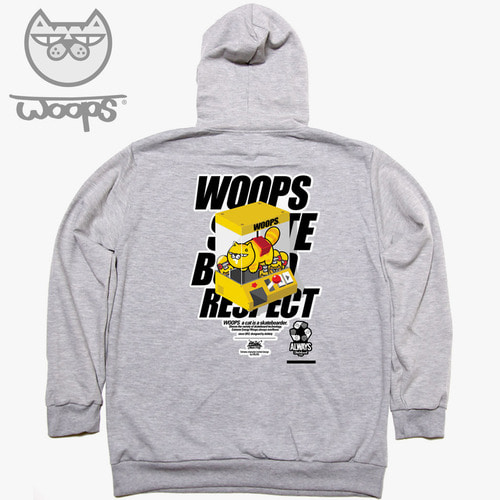 [돌돌] WOOPS_HOODY_100 스케이트보드 고양이 웁스 캐릭터 그래픽 그래피티 디자인 후드티 후디 