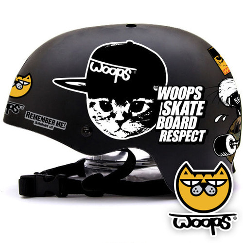[돌돌] 0018-WOOPS-Helmet-14 스케이트보드 고양이 웁스 캐릭터 디자인 스노우보드 헬멧 튜닝 스티커 스킨 데칼 그래피커