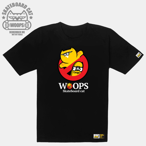 [돌돌] WOOPS-T-33 웁스 고양이 스케이트보드 캐릭터 티셔츠 