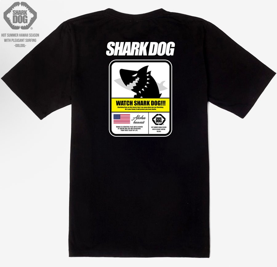 [돌돌컴퍼니] SHARK DOG_tshirts-192 샤크독 서프 하와이 여름 서핑 불독 강아지 캐릭터 그래픽 디자인 그래피티 티셔츠 반팔티