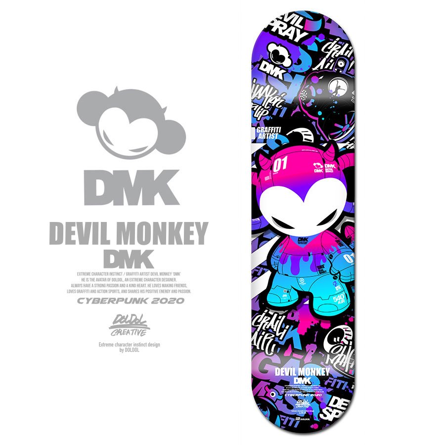 [돌돌디자인] DMK-SKATEBOARD-20 그래피티 아티스트 데빌몽키 DMK 스케이트보드 튜닝 스티커 스킨 데칼