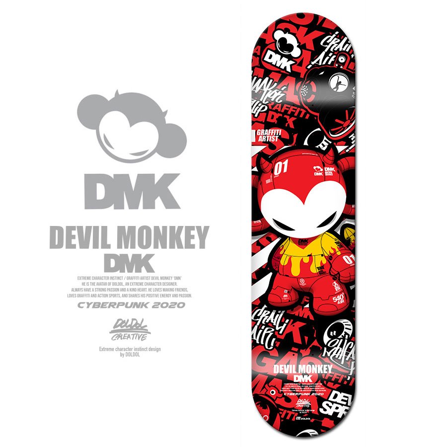 [돌돌디자인] DMK-SKATEBOARD-16 그래피티 아티스트 데빌몽키 DMK 스케이트보드 튜닝 스티커 스킨 데칼