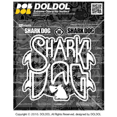 [돌돌컴퍼니] Sharkdog-Sticker-23 샤크독 서핑 하와이 오토바이 자동차 캐릭터 UV 스티커 그래피커 스킨 데칼