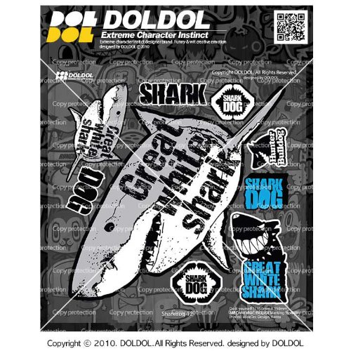 [돌돌컴퍼니] Sharkdog-Sticker-12 샤크독 서핑 하와이 오토바이 자동차 캐릭터 UV 스티커 그래피커 스킨 데칼