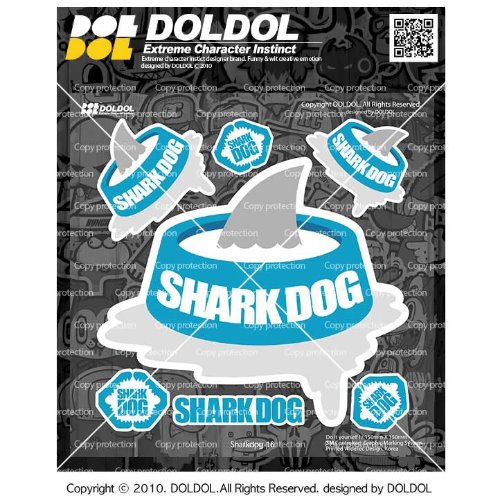 [돌돌컴퍼니] Sharkdog-Sticker-16 샤크독 서핑 하와이 오토바이 자동차 캐릭터 UV 스티커 그래피커 스킨 데칼