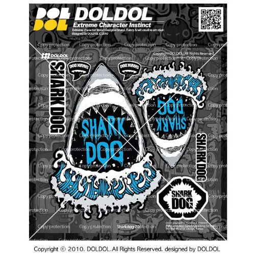 [돌돌컴퍼니] Sharkdog-Sticker-20 샤크독 서핑 하와이 오토바이 자동차 캐릭터 UV 스티커 그래피커 스킨 데칼