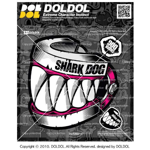 [돌돌컴퍼니] Sharkdog-Sticker-13 샤크독 서핑 하와이 오토바이 자동차 캐릭터 UV 스티커 그래피커 스킨 데칼