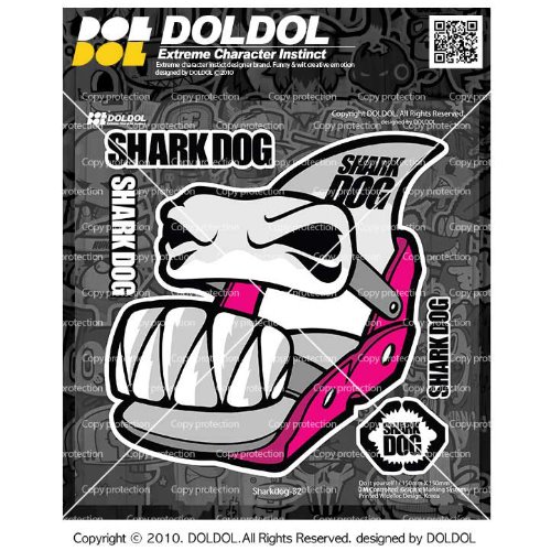 [돌돌컴퍼니] Sharkdog-Sticker-32 샤크독 서핑 하와이 오토바이 자동차 캐릭터 UV 스티커 그래피커 스킨 데칼
