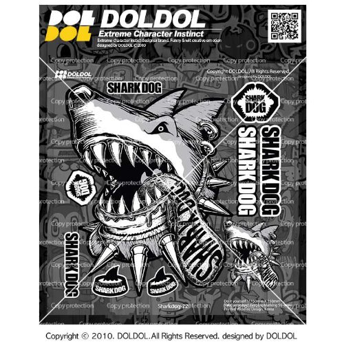 [돌돌컴퍼니] Sharkdog-Sticker-22 샤크독 서핑 하와이 오토바이 자동차 캐릭터 UV 스티커 그래피커 스킨 데칼