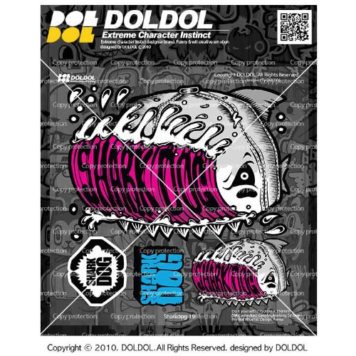 [돌돌컴퍼니] Sharkdog-Sticker-19 샤크독 서핑 하와이 오토바이 자동차 캐릭터 UV 스티커 그래피커 스킨 데칼