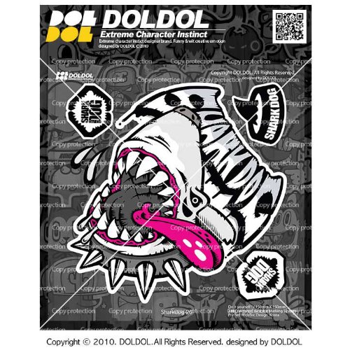 [돌돌컴퍼니] Sharkdog-Sticker-26 샤크독 서핑 하와이 오토바이 자동차 캐릭터 UV 스티커 그래피커 스킨 데칼