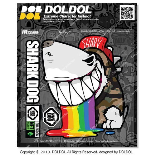 [돌돌컴퍼니] Sharkdog-Sticker-67 샤크독 서핑 하와이 NFT 오토바이 헬멧 자동차 주유구 캐릭터 UV 튜닝 스티커 그래피커 스킨 데칼