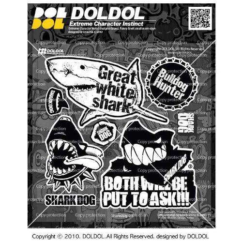 [돌돌컴퍼니] Sharkdog-Sticker-34 샤크독 서핑 하와이 오토바이 자동차 캐릭터 UV 스티커 그래피커 스킨 데칼