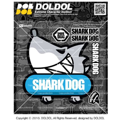 [돌돌컴퍼니] Sharkdog-Sticker-31 샤크독 서핑 하와이 오토바이 자동차 캐릭터 UV 스티커 그래피커 스킨 데칼