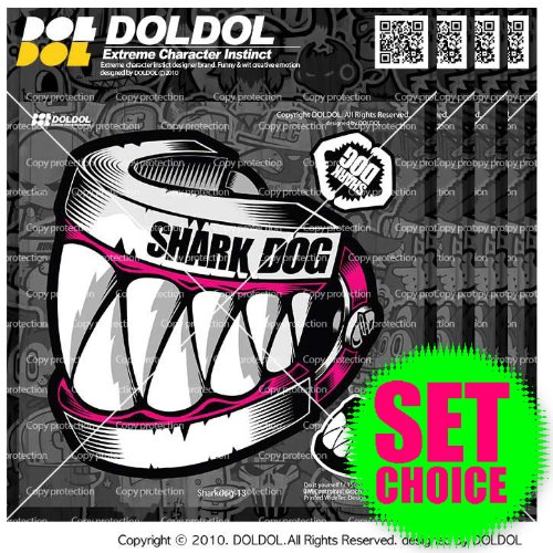 [돌돌컴퍼니] 20-Sharkdog-Sticker-02 샤크독 서핑 하와이 오토바이 자동차 캐릭터 UV 스티커 그래피커 스킨 데칼
