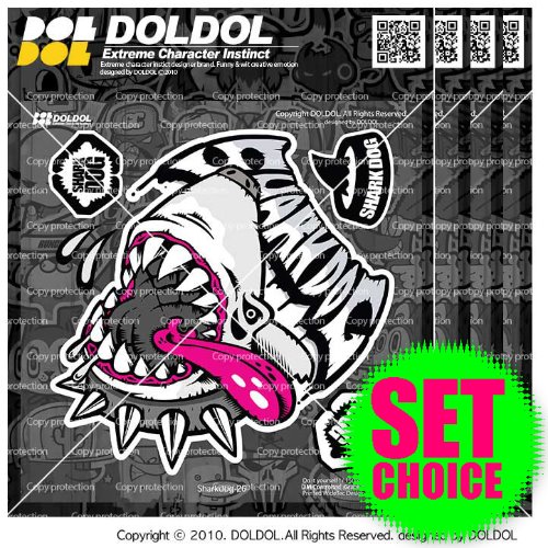 [돌돌컴퍼니] 20-Sharkdog-Sticker-03 샤크독 서핑 하와이 오토바이 자동차 캐릭터 UV 스티커 그래피커 스킨 데칼