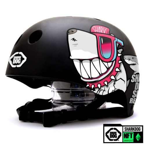 [돌돌] 0014-SharkDOG-Helmet-29 불독 상어 서핑 강아지 샤크독 하와이 스노우보드 오토바이 헬멧 튜닝 스티커 스킨 데칼 그래피커