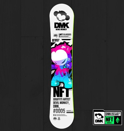 [돌돌컴퍼니] DMK_DECK_33 그래피티 아티스트 데빌몽키 DMK NFT 캐릭터 디자인 그래피티 스노우보드 데크 튜닝 스티커 스킨 데칼
