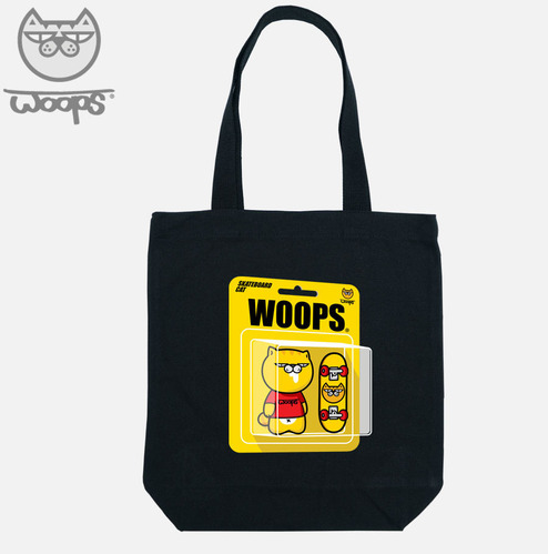 [돌돌] WOOPS-canvas-bag-06 스케이트보드 타는 고양이 웁스 캐릭터 디자인 캔버스백 가방 