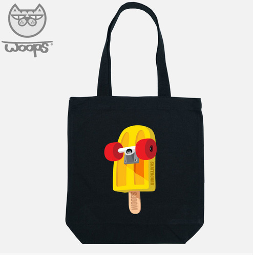 [돌돌] WOOPS-canvas-bag-07 스케이트보드 타는 고양이 웁스 캐릭터 디자인 캔버스백 가방 