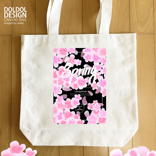 [돌돌] loving-flower_canvas-bag_02 러빙플라워 봄 벚꽃 꽃 일러스트 그래픽 디자인 캔버스백 가방